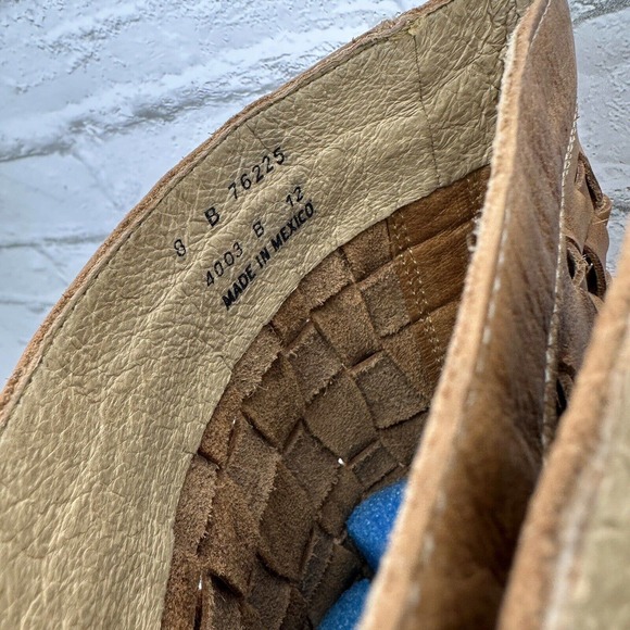 Frye Knee High Boots Light Brown Basket Weave Leather Heels 8 B - Picture 5 of 10